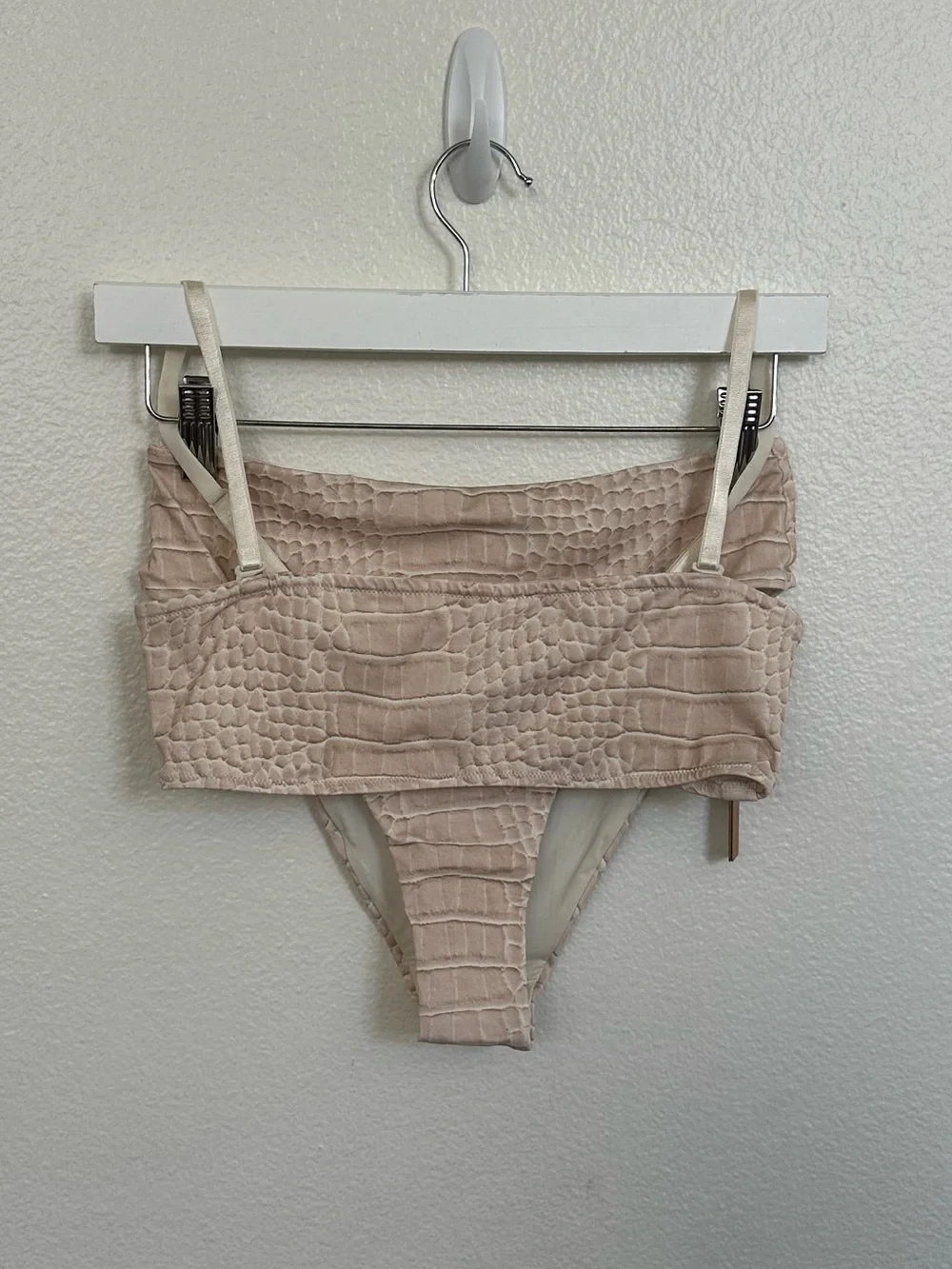 SKIMS Cream Textured Croc-Embossed Bikini Set